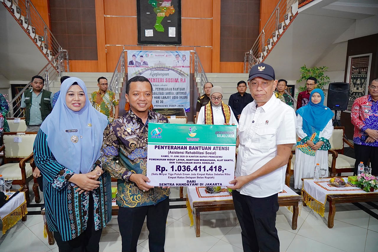 Pemkab Pringsewu Dan Kemensos RI Salurkan Bantuan ATENSI Tahun 2026