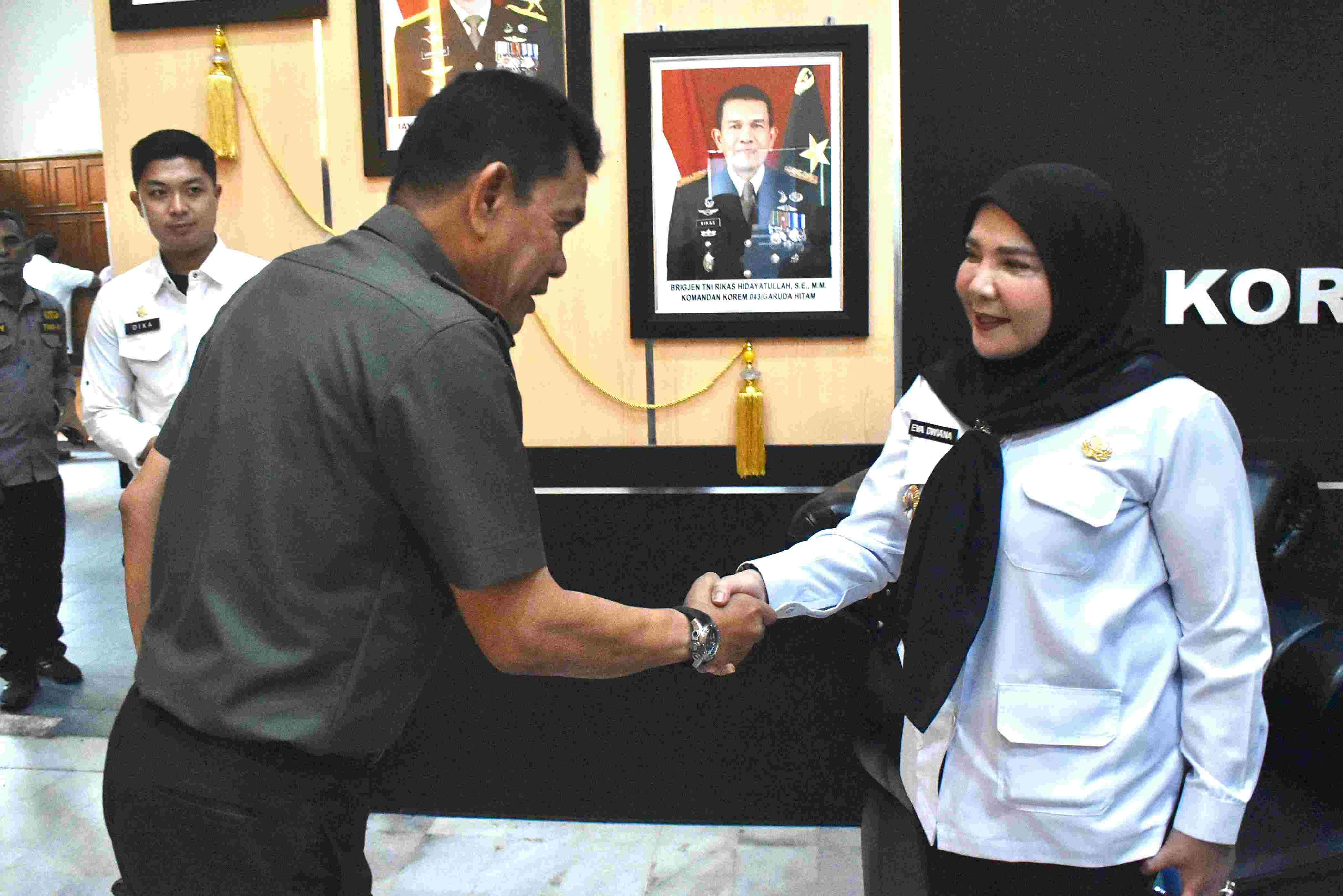 Danrem 043/Gatam Sambut Kunjungan Kerja Wali Kota Bandar Lampung
