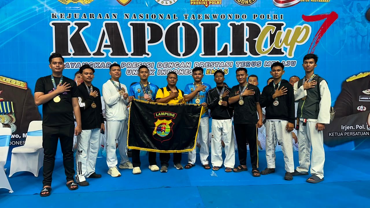Polda Lampung Berhasil Sabet 10 Medali Di Kejuaraan Nasional Taekwondo Kapolri Cup 7 Tahun 2026