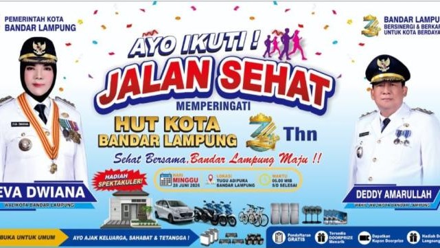 Pemkot Bandar Lampung Gelar Jalan Sehat HUT Ke-344, Total Hadiah Ratusan Juta Rupiah