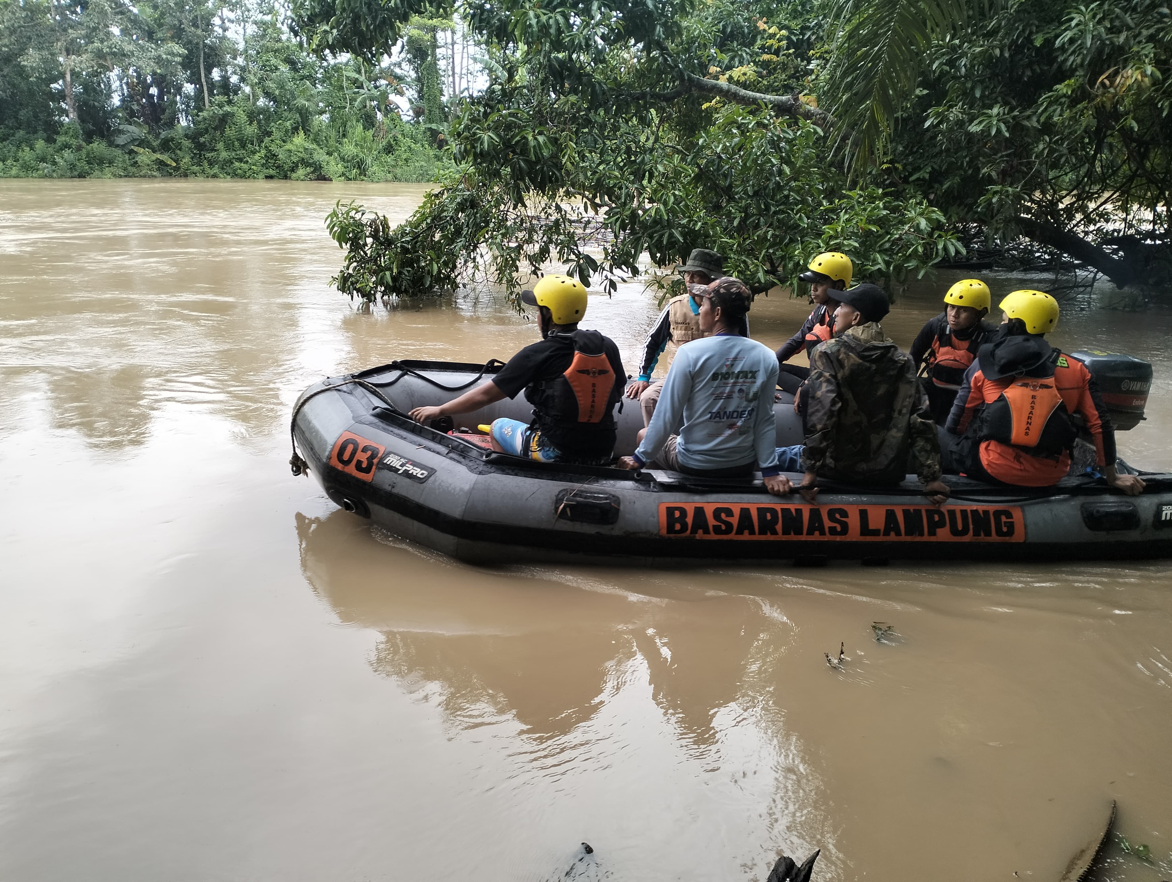 Basarnas Cari Warga Yang Diduga Terjatuh Dari Perahu Di Sungai Way Sekampung Lampung Timur