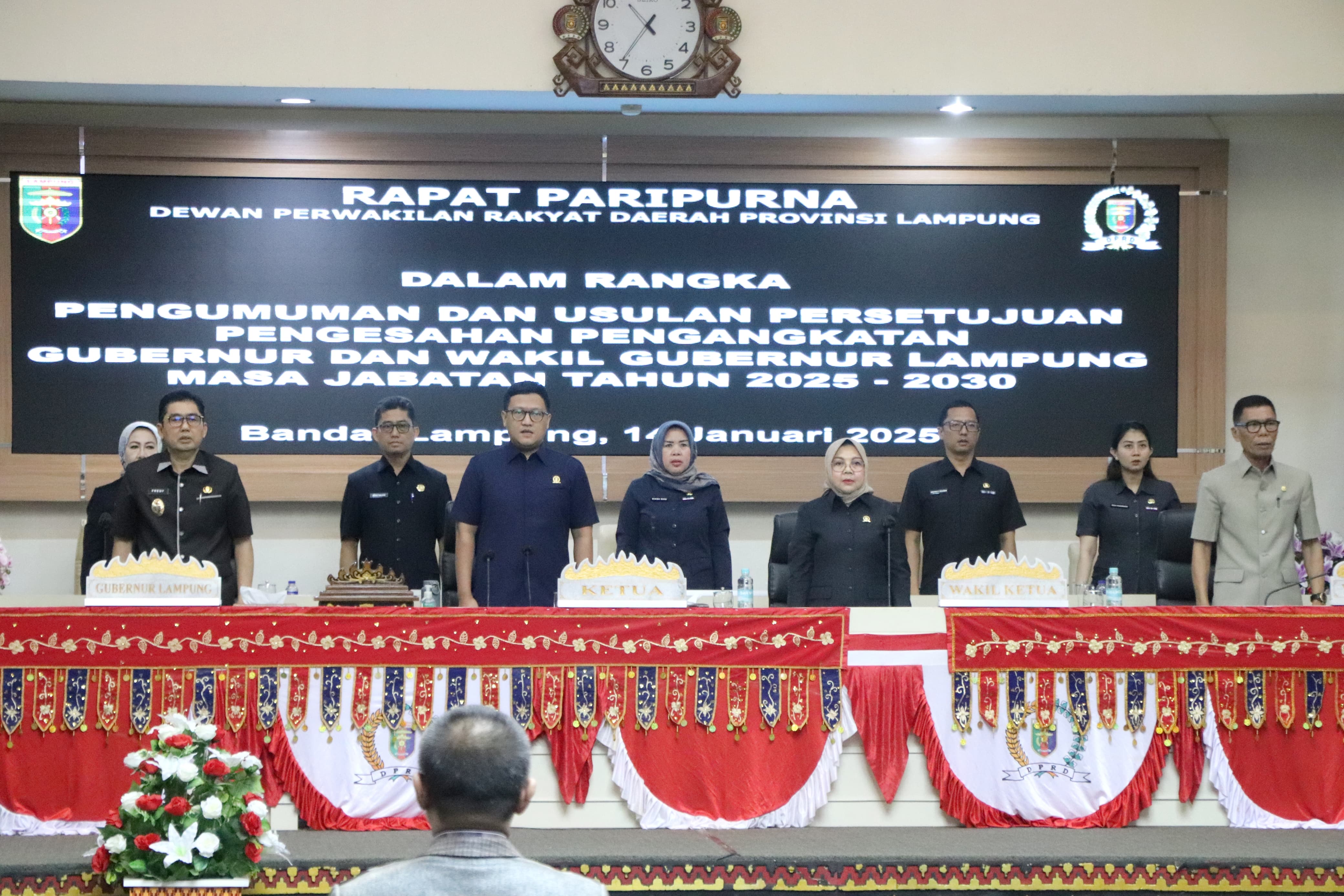 DPRD Lampung Setujui Pengesahan Pengangkatan Gubernur Dan Wakil Gubernur Terpilih Periode 2025-2030