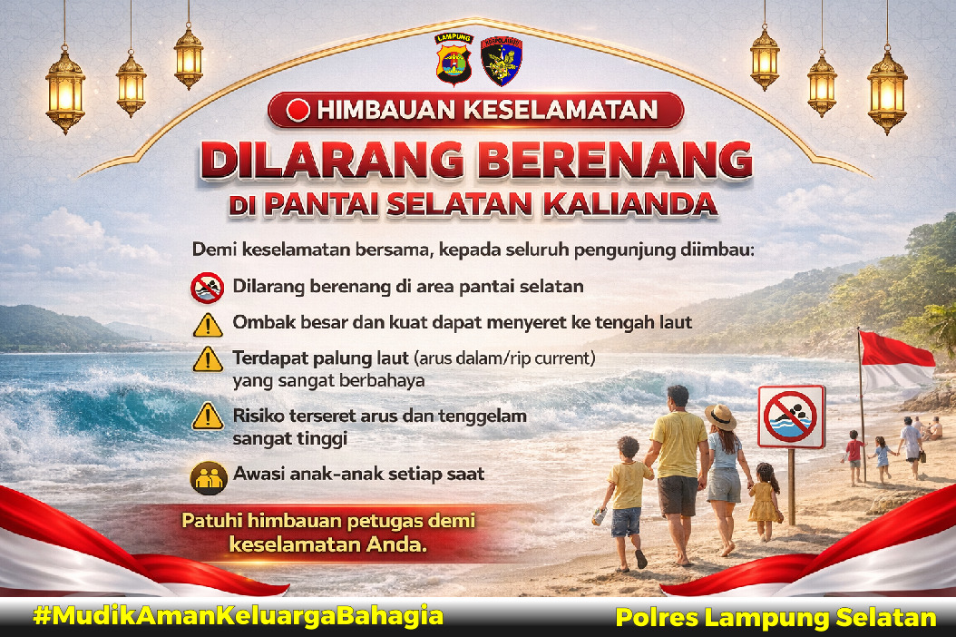 Polisi Imbau Wisatawan Waspada Arus Laut Saat Libur Lebaran Di Pantai Lampung Selatan