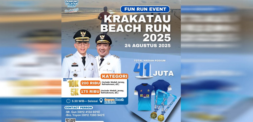 Lampung Selatan Siap Gelar Krakatau Beach Run 2025, Tawarkan Rute Lari Dengan Pemandangan Spektakuler
