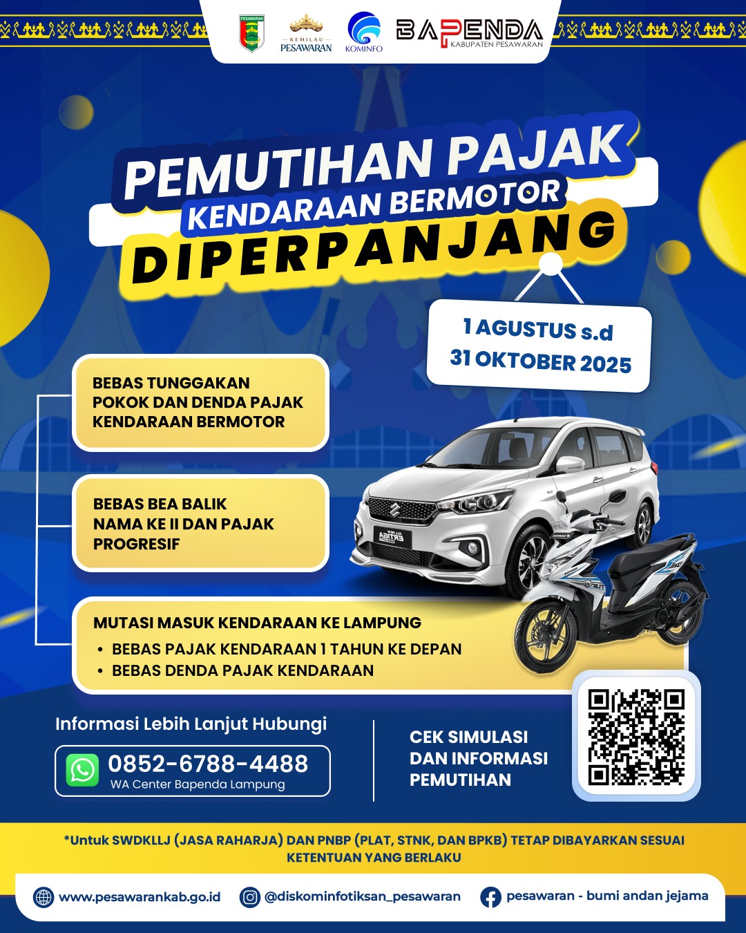 Ada Promo Terbaru, Pemutihan Pajak Kendaraan Bermotor Tahun 2025 Diperpanjang Hingga 31 Oktober