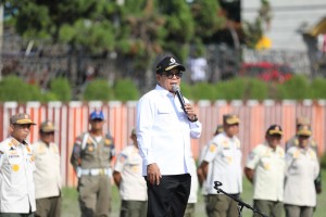 Pj. Gubernur Samsudin Pimpin Apel Pasukan Polisi Pamong Praja Di Lingkungan Pemerintah Provinsi Lampung