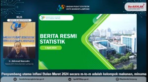 Inflasi Bulan Maret 2024 Year On Year (y-on-y) Kota Bandar Lampung Sebesar 2,72 Persen