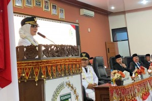 Bupati Pesawaran Nanda Indira Sampaikan Pidato Perdana Di Rapat Paripurna DPRD